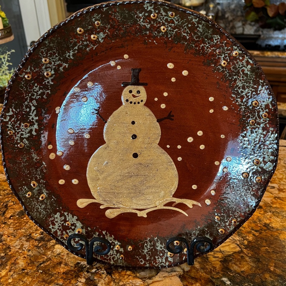Original Ginger Cazan Redware signed and dated 11” plate